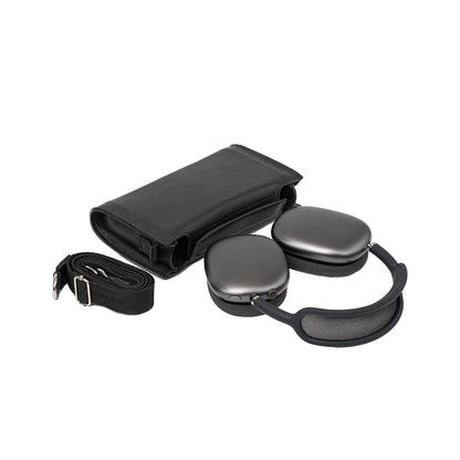 Leather Case with Adjustable Fabric Strap for AirPods Max (Black)